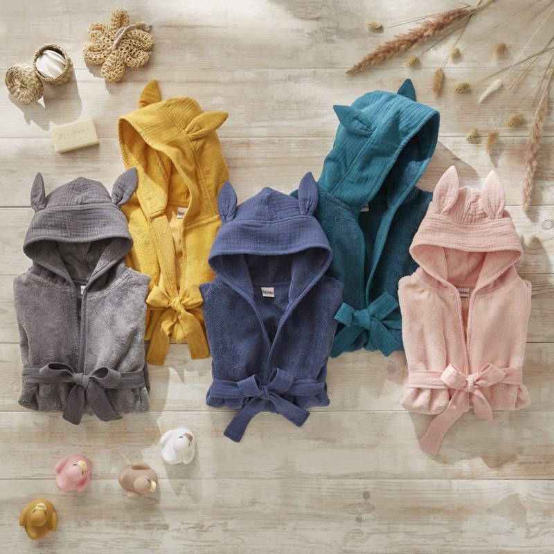 Peignoir en bambou et gaze de coton Marsala Personnalisable gratuitement – Image 3