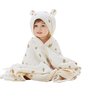 Peignoir de bain à capuche en coton pour bébé