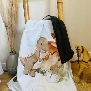 Plaid bébé dinosaures et kaki – en stock