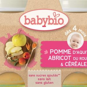 Panade de fruits bébé pomme, abricot et céréale 2x130g dès 4 mois – Babybio