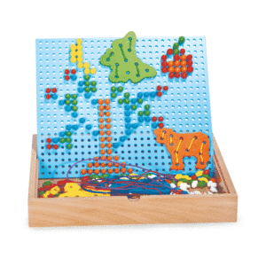 Puzzle à emboîter et enfiler en bois