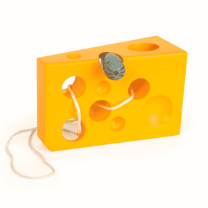 Fromage à enfiler (avec sa souris) en bois