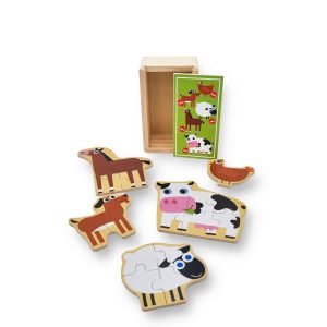 Puzzles “Animaux de la ferme” en bois (coffret de 5)