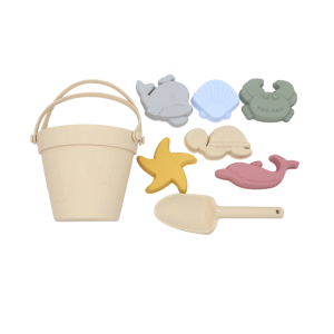 Seau et jouets de plage en Silicone pour enfants – Beige