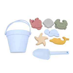 Seau et jouets de plage en Silicone pour enfants – Bleu