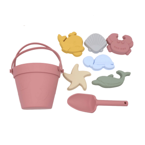 Seau et jouets de plage en Silicone pour enfants – Rose