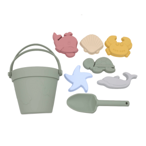 Seau et jouets de plage en Silicone pour enfants – Vert