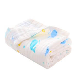 Serviette de bain pour bébé 100% coton – Baleine