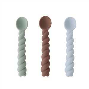 Cuillères en silicone set de 3 dusty blue/taupe/pale mint – OYOY