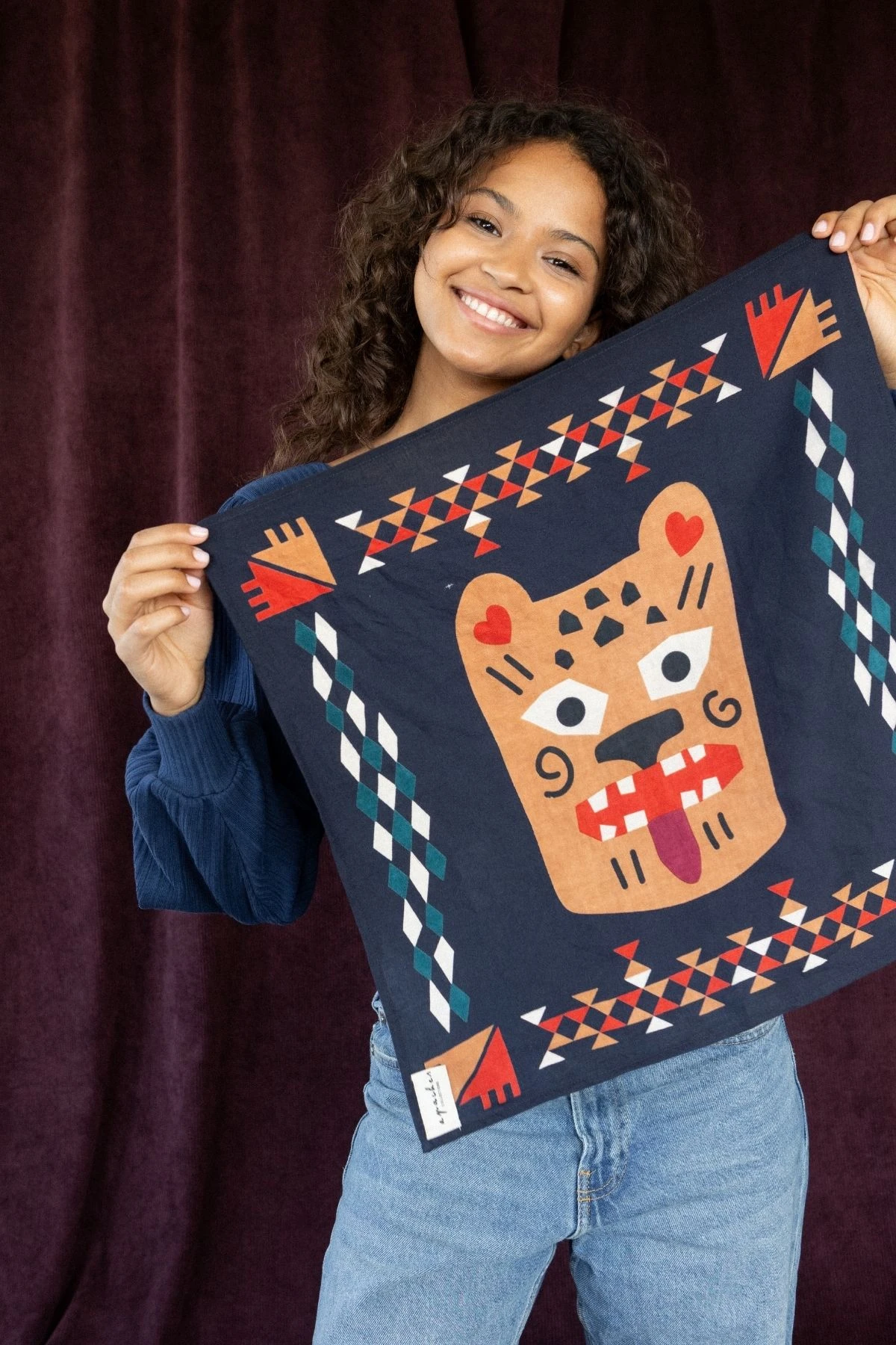 Small Foulard Manika “Rajah” – Navy – Image 2