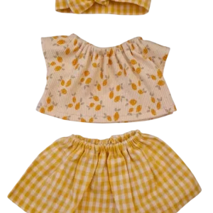SUZANNE 3 pièces tee-shirt fille citron jupe bandeau vichy Maman poule & Papa coq
