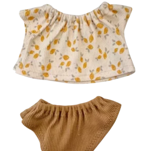 SUZANNE 2 pièces T-shirt fille citron culotte chamau Maman poule & Papa coq