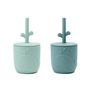 Tasse avec paille Peekaboo set de 2 Wally blue – Done by Deer